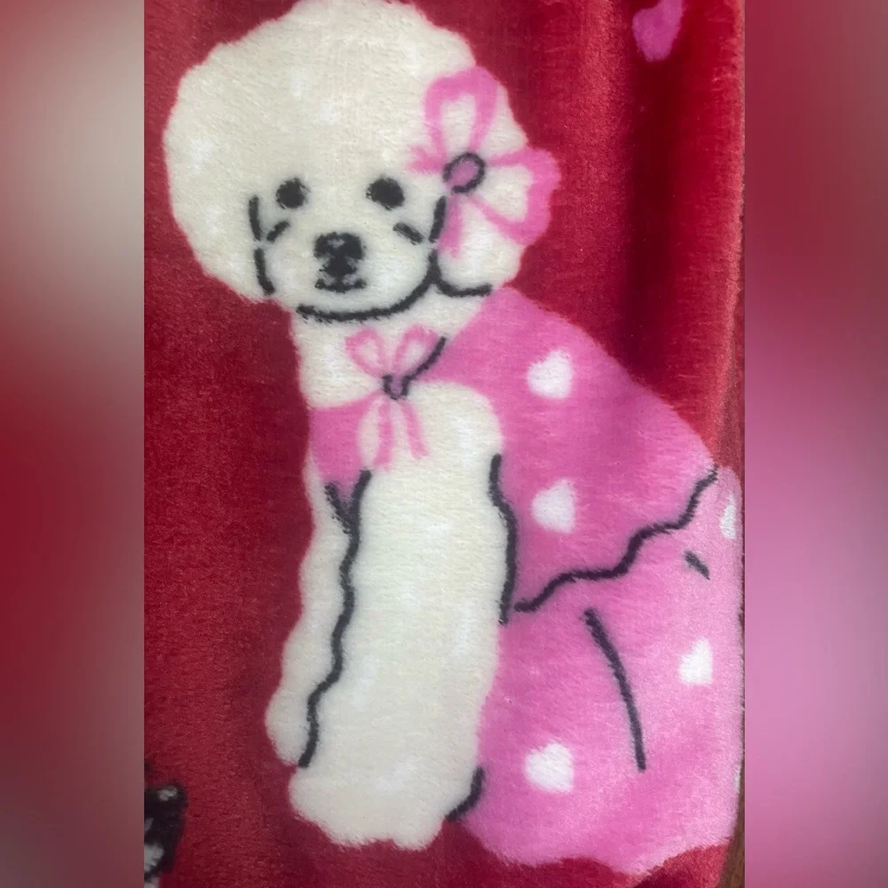 Puppy Love Plush Flannel Throw Dogs Puppies Red w/ Multi Color Gift ~ 50x60 NWT